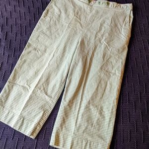 VTG Alfred Dunner Green Gingham Cottagecore Crop Pants Sz 4/6